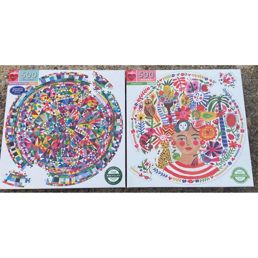 eeBoo Lot of 2 Jigsaw Puzzles 500 Pcs Piece & Love Round Triangle & Positivity